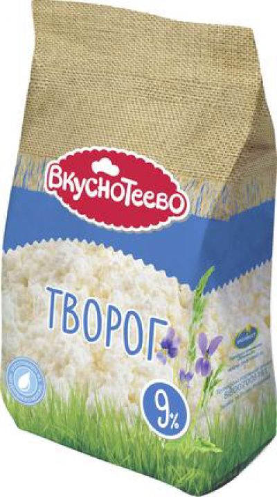 БЗМЖ Творог "Вкуснотеево" 750гр.9 % пак.