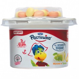 БЗМЖ Йогурт Растишка "Яблоко-Груша" с печеньем 118гр.