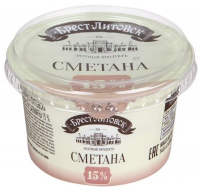 АКЦИЯ!!! БЗМЖ Сметана 15% пл/ст 180г Брест-Литовская