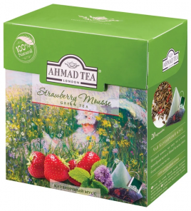 Чай Ахмад Клубничный мусс зеленый 20 пак пирамидки