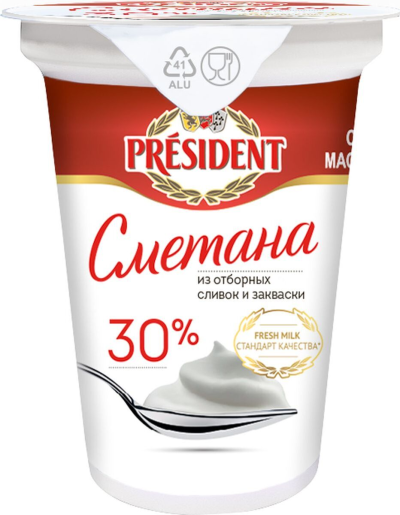 Сметана Президент 30% 350г