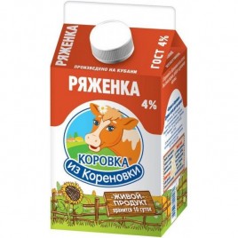 БЗМЖ Ряженка "Коровка из Кореновки" 4%пюр-пак 450гр