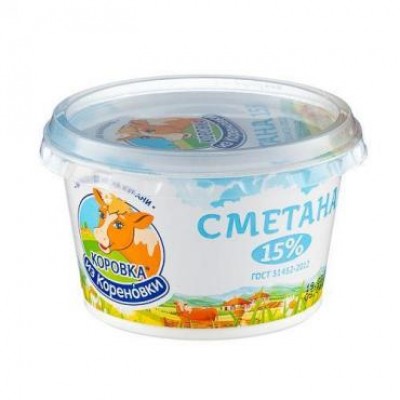 БЗМЖ Сметана "Коровка из Кореновки" 15% 180гр