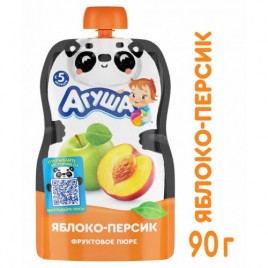 БЗМЖ Пюре яблоко, персик Я сам  Агуша 90г пауч