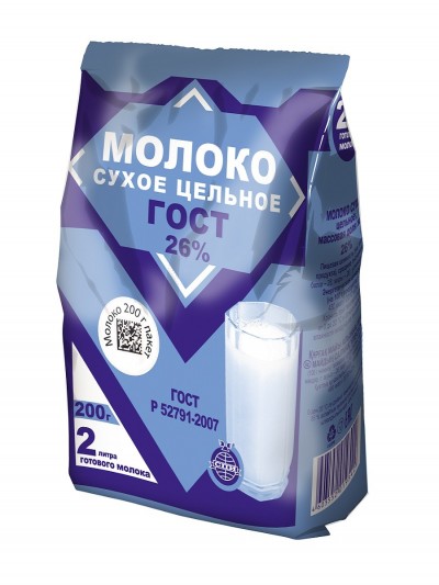 Молоко сухое цельное ГОСТ 26% 200гр