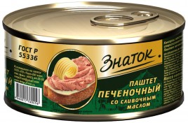 Паштет печеночный со сливочным маслом Знаток ж/б 230гр