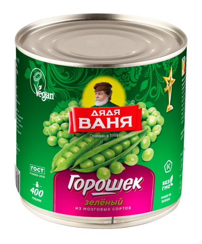 Горошек зеленый консервированный Дядя Ваня ж/б 400 г