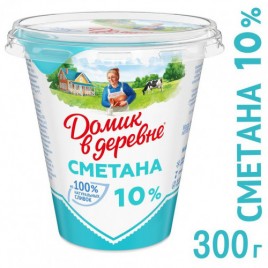 БЗМЖ Сметана 10% Домик в деревне 300г