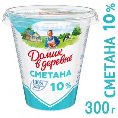 БЗМЖ Сметана 10% Домик в деревне 300г