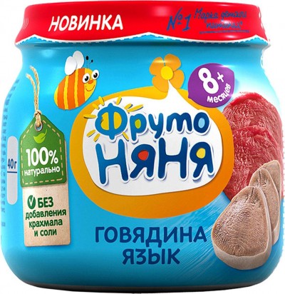 Пюре ФрутоНяня из говядины с языком 80г