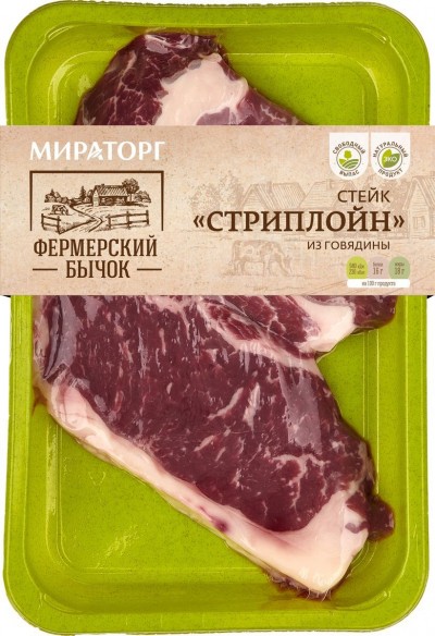 Стейк Стриплойн говяжий трава премиум охл. 500гр Мираторг