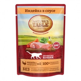 Natures Table Пауч д/кошек индейка в соусе 85г