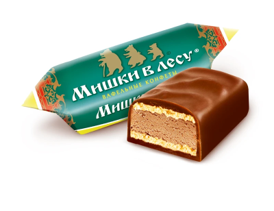 Конфеты вафельные Мишка в лесу в горьком шоколаде без сахара 1кг Победа