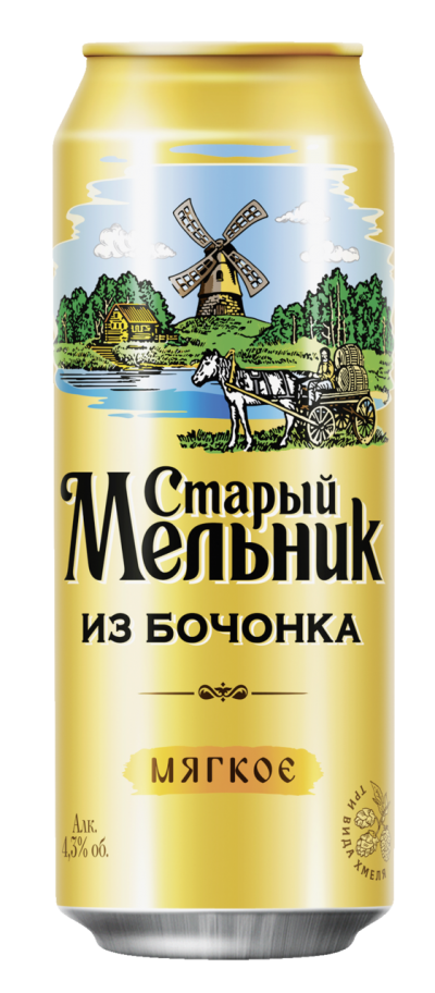 Пиво "Старый мельник из бочонка мягкое" 4,3% 0,45л ж/б