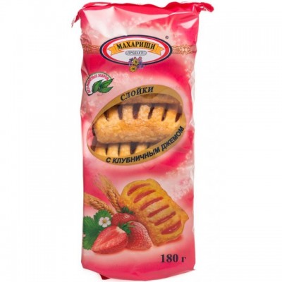 Изделие слоеное "Штрудель" с джемом Клубника 180г