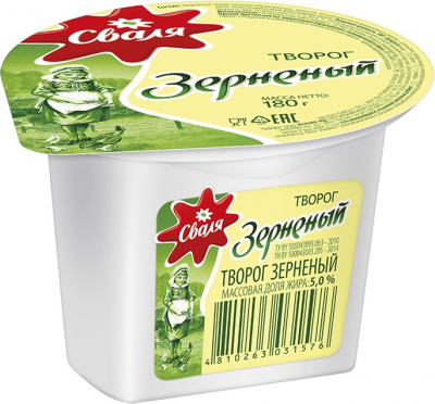 БЗМЖ Творог зерненый Сваля 5% 180гр