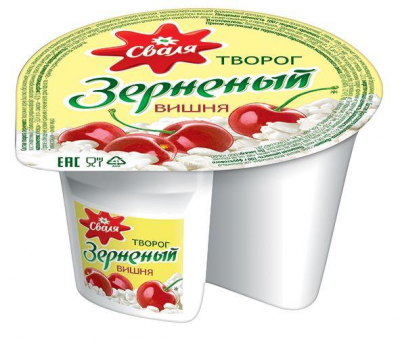 БЗМЖ Творог зерненый и фрукт. напол. Вишня Сваля 130г