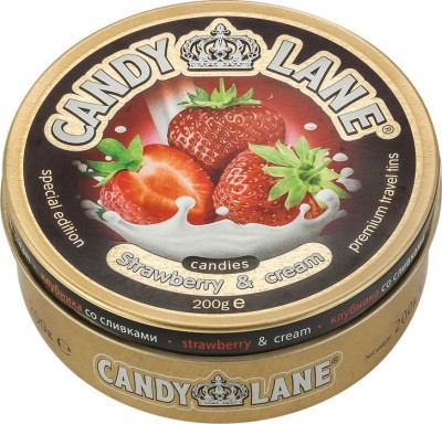 Candy Lane фрукт.леденцы клубника со сливками ж/б 200г