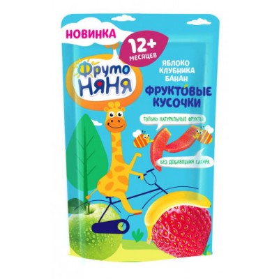 Фруктовые кусочки ФрутоНяня из яблок клубники банан 15г