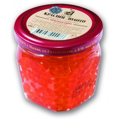 Икра лосос. зернистая "Красное золото" горбуша 100гр ст/б