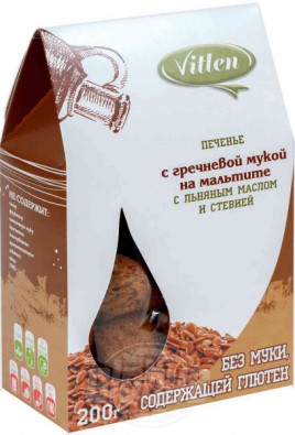 Печенье Vitlen с гречневой мукой мальтит 200гр