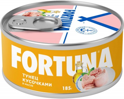 Тунец Фортуна кусочки в масле 185г