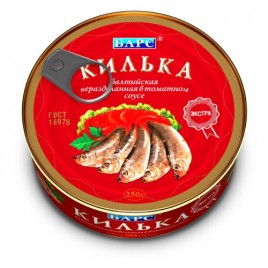 Килька в томате "Барс" Экстра 250г с ключом