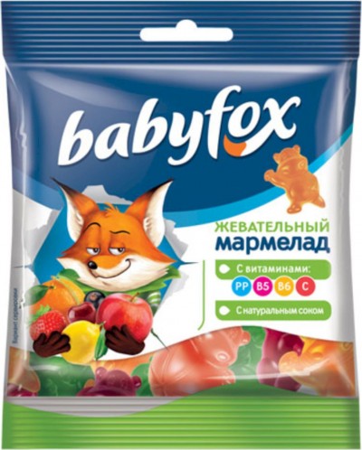 Жевательный мармелад babyfox ассорти вкусов 30гр