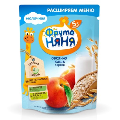 Каша ФрутоНяня Овсяная Персик 200г