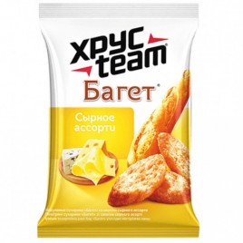 Сухарики Хрустим 60г Багет Сырное ассорти