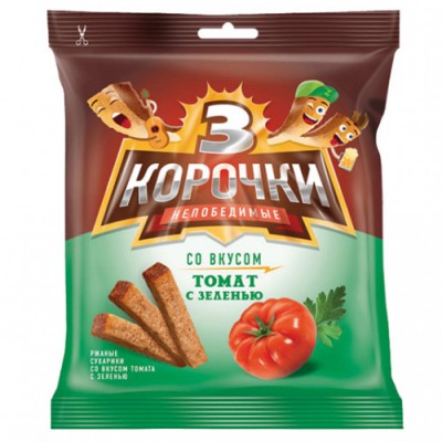 Сухарики Три Корочки томат с зеленью 40гр.