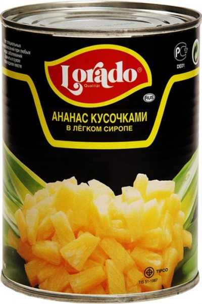 Ананасы кусочки Lorado ж/б 580г