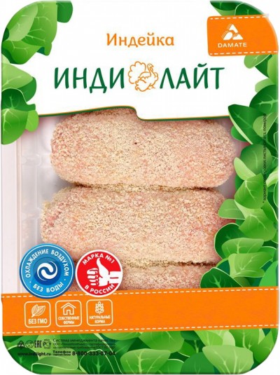Котлеты "Нежные" из мяса индейки "Индилайт" лоток 0,45кг
