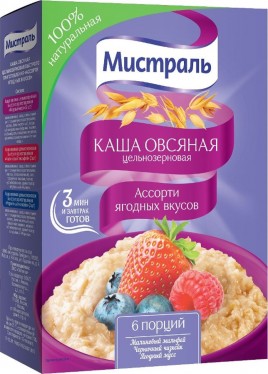 Мистраль Каша овсяная ассор.ягодных вкусов 6*40г