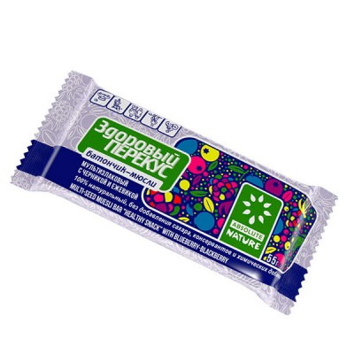 Батончики Мюсли Здоровый Перекус черника/еживика 55гр.