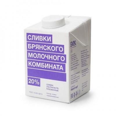 АКЦИЯ!!! БЗМЖ Сливки 20% БМК 500г