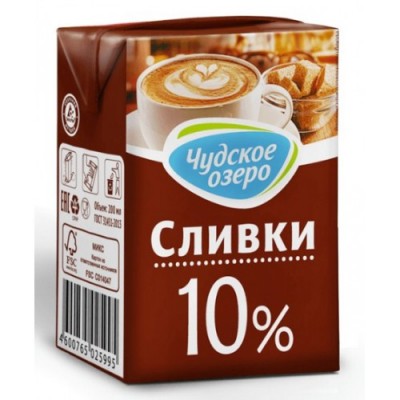 Сливки "Чудское Озеро" 10% 0,2л