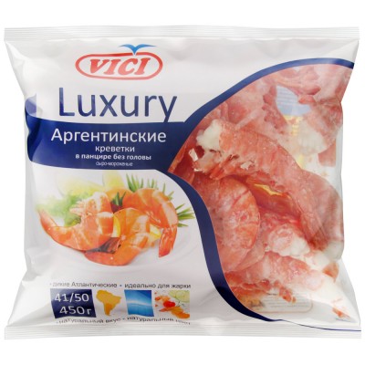 Аргентинские красные креветки в панц. б/г 41/50 450г.VICI