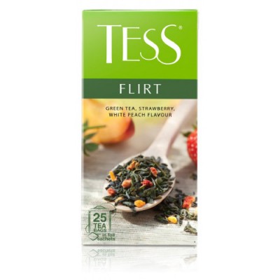 Чай Tess Flirt зеленый клубника/персик 25пак.