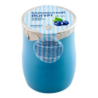 БЗМЖ Йогурт Коломенский черника 450гр в глиняных горшочках