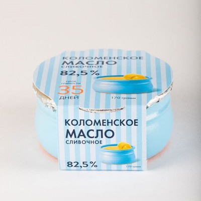 БЗМЖ Масло сливочное Коломенск 82,5% 170гр в глин. горш.