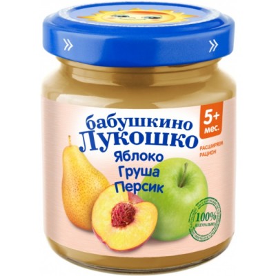 Бабушкино Лукошко Пюре яблоко, груша, персики 100гр
