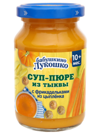 Бабушкино Лукошко Суп пюре тыквенный с фрикадельками из цыпленка 190 гр