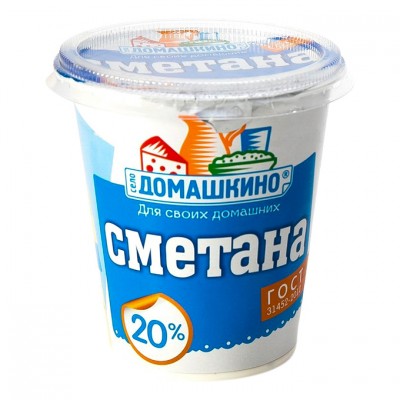 БЗМЖ Сметана Село Домашкино 20% 300г стакан