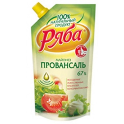 Майонез РЯБА провансаль ТМ  67% 233мл дой пак