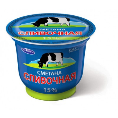АКЦИЯ!!! БЗМЖ Сметана Сливочная 15% 180г Экомилк