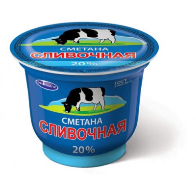 БЗМЖ Сметана Сливочная 20% 200г Экомилк