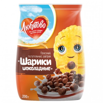 Готовый завтрак "Любятово" Шарики шоколадные (пак) 200г