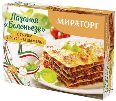 Лазанья Болоньезе с сыром в соусе Бешамель зам.350гр Мираторг