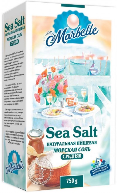 Соль Морская пищевая Marbelle средняя 750г